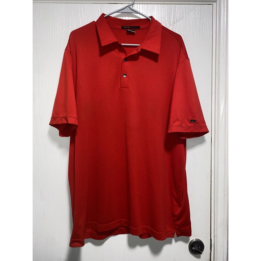 Nike Tiger Woods Collection Golf Dri-Fit Men's Polo Shirt XL Sunday‎ Victory Red